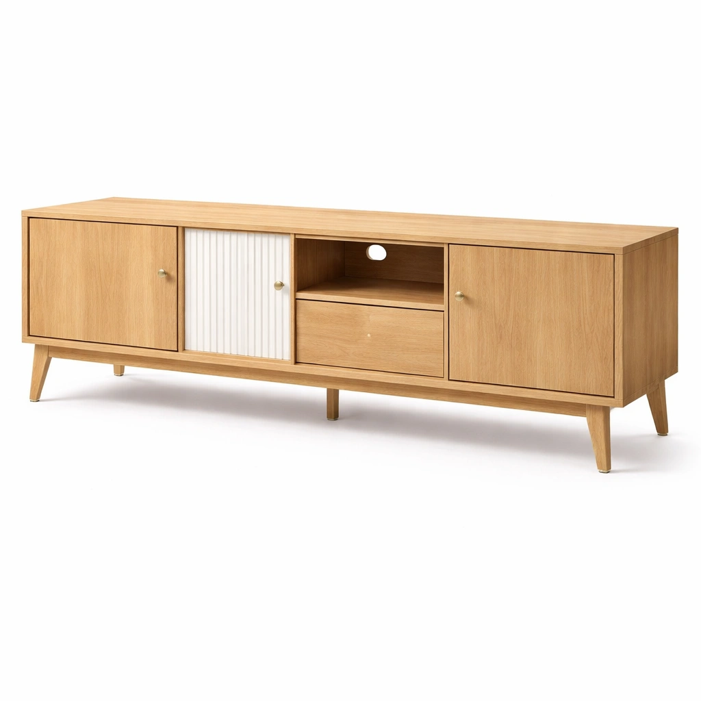 TV Lowboard mit Tueren und Mittelablage-Olvique